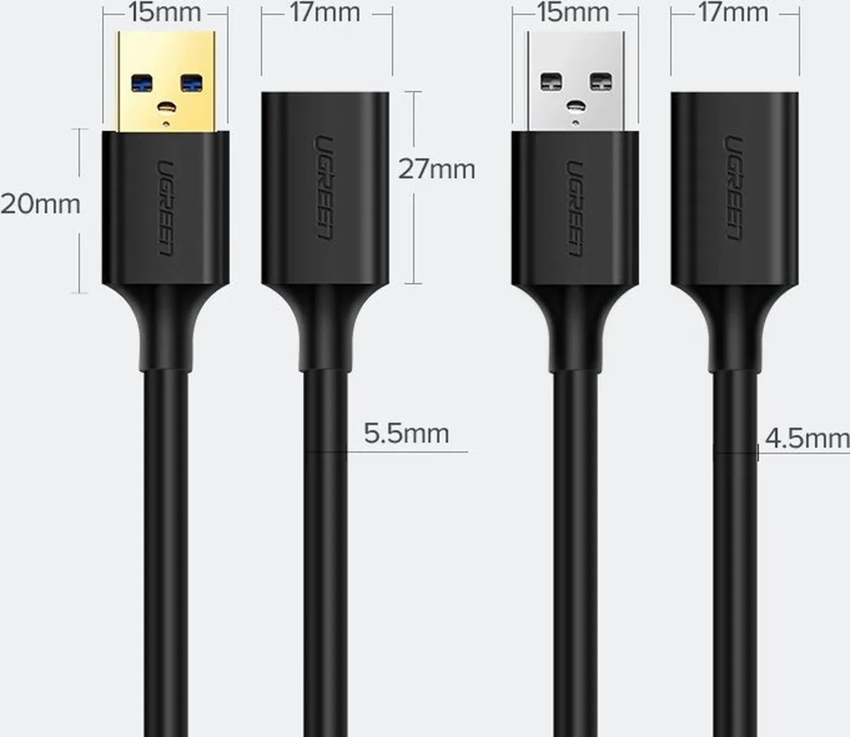 UGREEN USB Verlengkabel USB 3.0 1m - Zwart