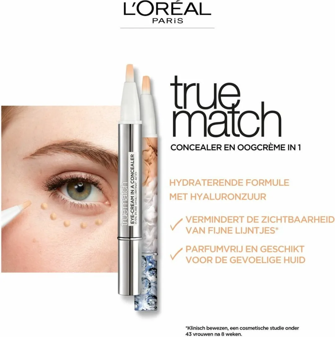 L'Oréal Paris Eyes Cream In A Concealer DW1-2 Ivory Beige - 12ml