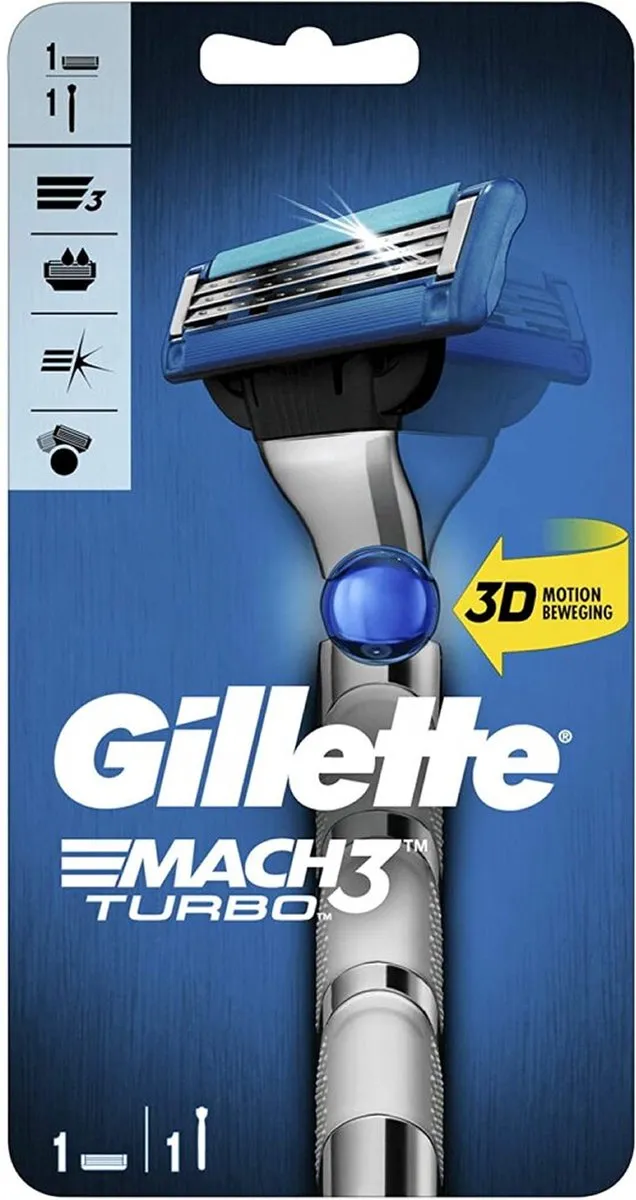 Gillette Mach3 Turbo Scheermesjes - 3 Stuks - Blauw