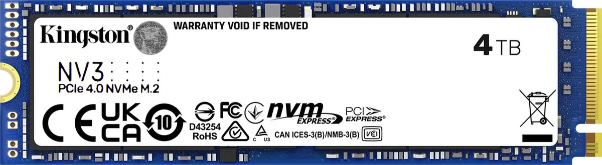 Kingston NV3 SNV3S/4000G M.2 2280 SSD - 4TB - Blauw