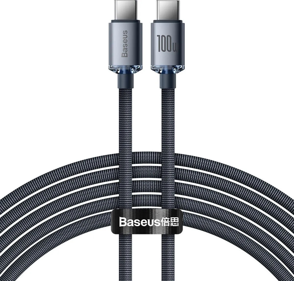 Baseus Crystal Shine Series USB-C Kabel 100W 2m - Zwart