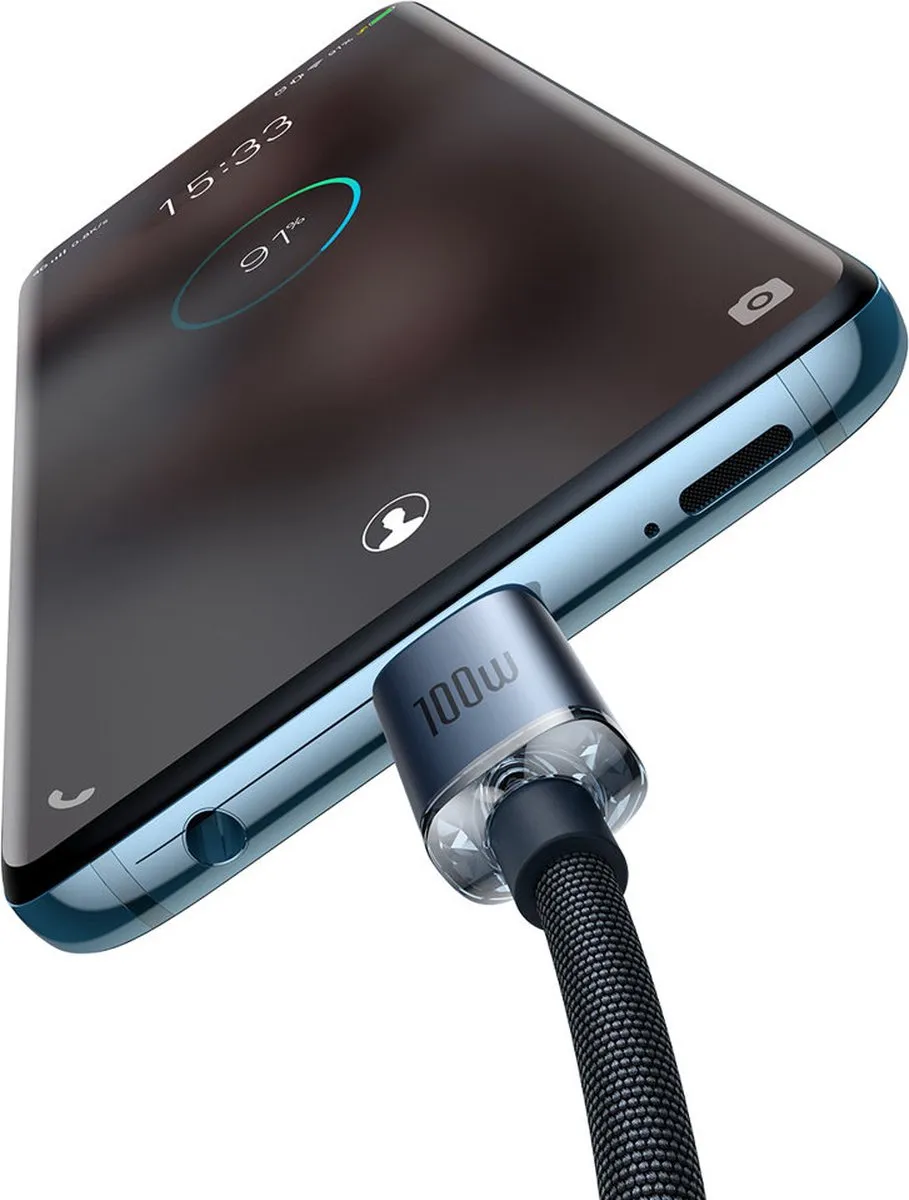 Baseus Crystal Shine Series USB-C Kabel 100W 2m - Zwart