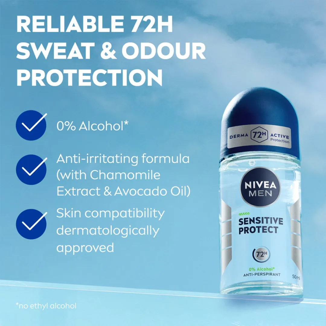 NIVEA Men Sensitive Protect Anti-Transpirant Deo Roller 300ml - 6 Stuks
