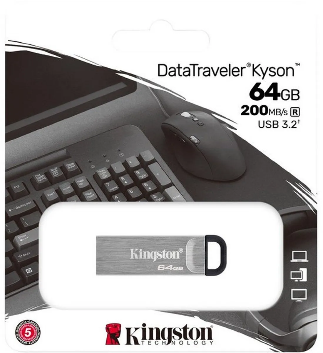 Kingston DataTraveler Kyson DTKN/64GB USB-Stick 64GB - Zilver