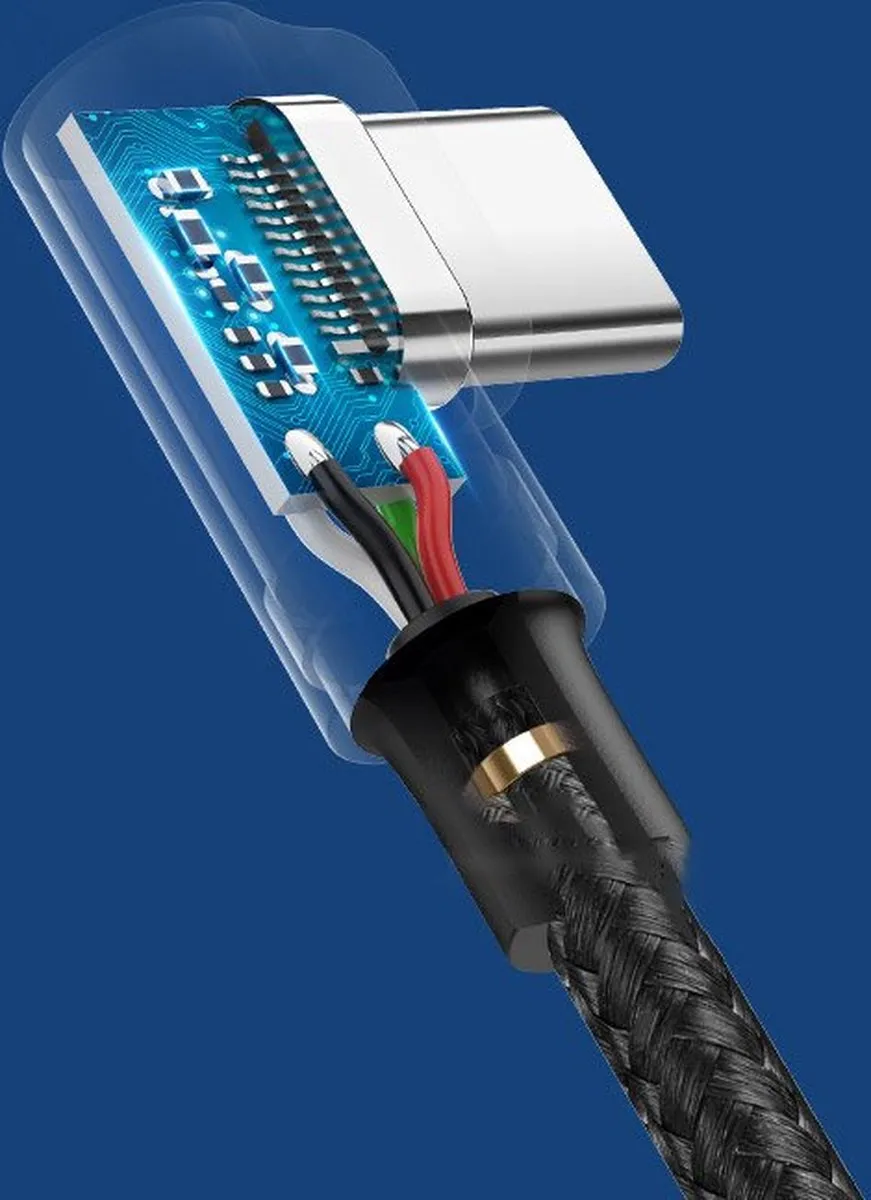 Ugreen USB Type C Quick Charge 3.0 Haakse Kabel 0,5m - Grijs