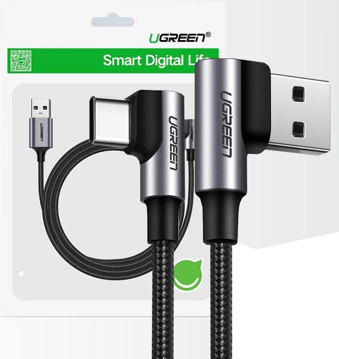 Ugreen USB Type C Quick Charge 3.0 Haakse Kabel 0,5m