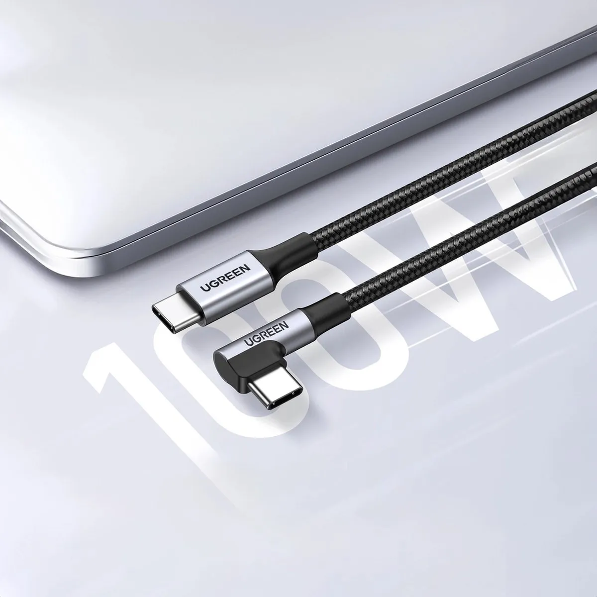 UGREEN US334 USB-C Haakse Kabel 2m - 480Mb/s - Zwart