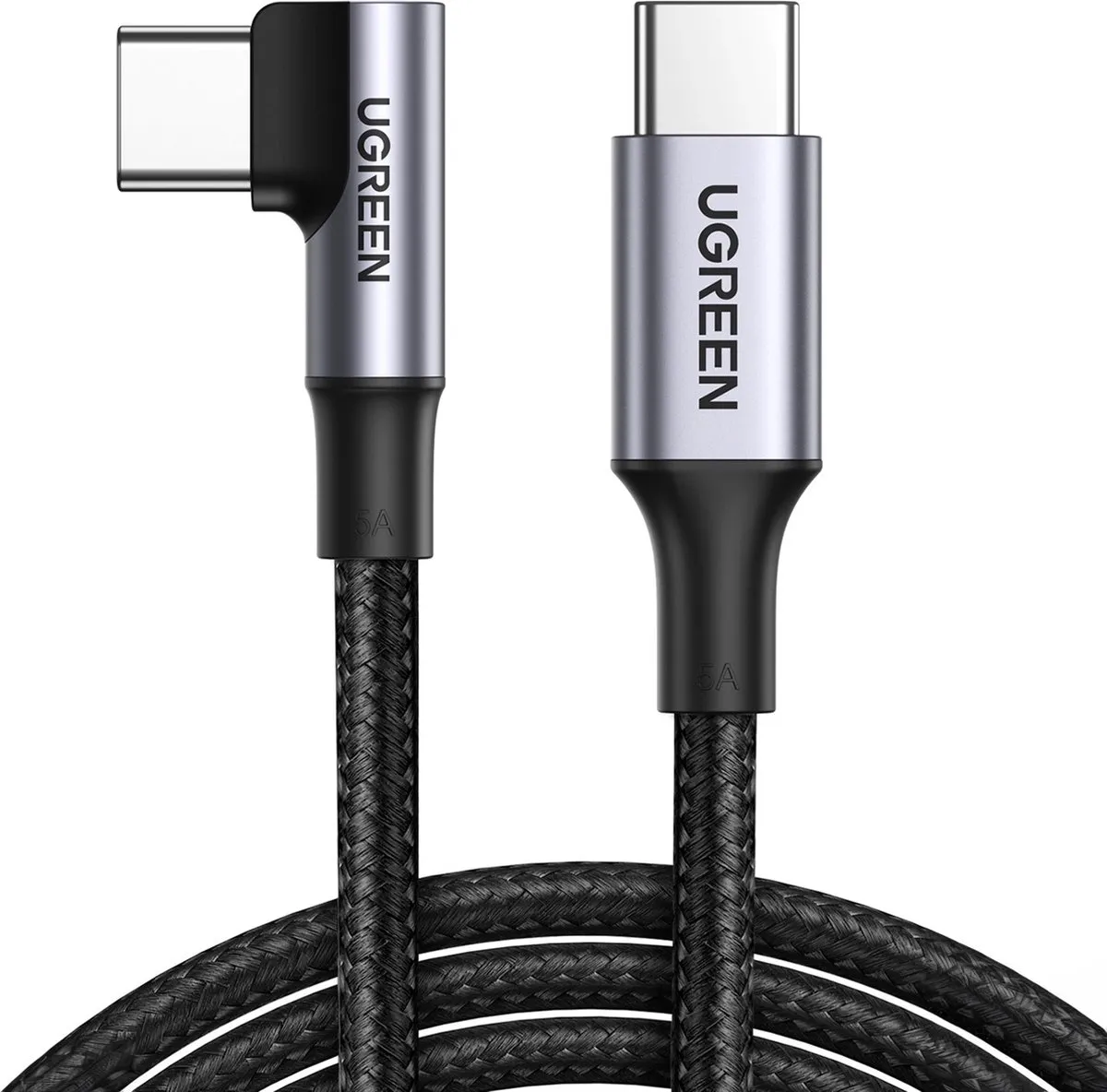 UGREEN US334 USB-C Haakse Kabel 2m - 480Mb/s - Zwart