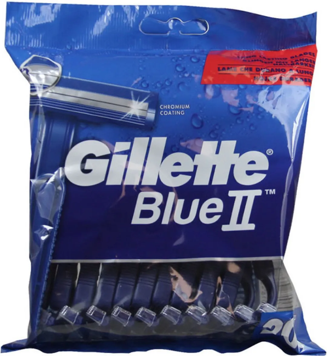 Gillette Blue II Wegwerpscheermesjes 20 Stuks - Aquablauw