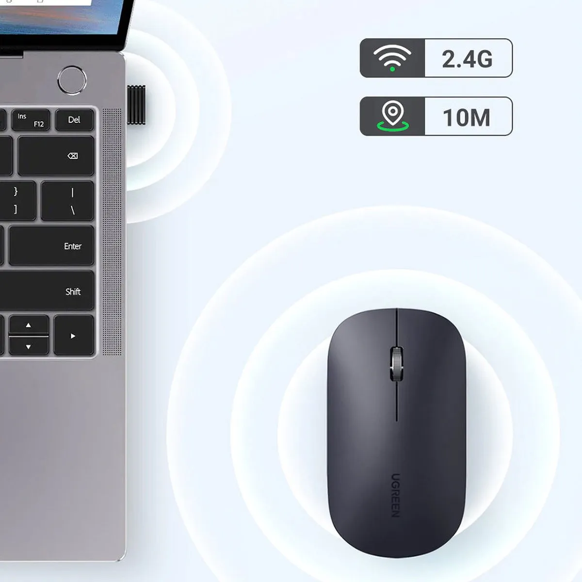 Ugreen MU001 Draadloze USB-Muis - Grijs - afbeelding 6 van 6