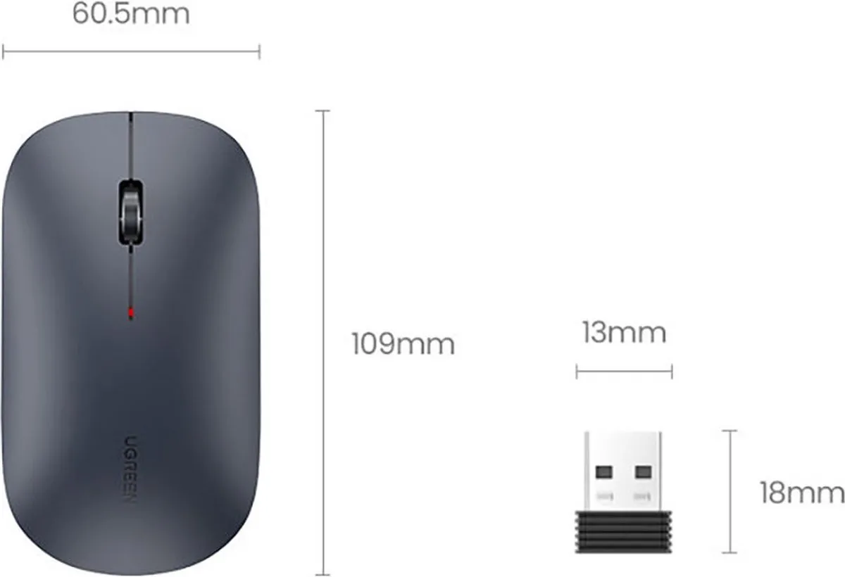 Ugreen - handige - draadloze USB-muis grijs - (MU001)