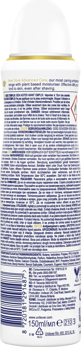 Dove Advanced Care Coconut & Jasmine Anti-Transpirant Spray - 6x150ml