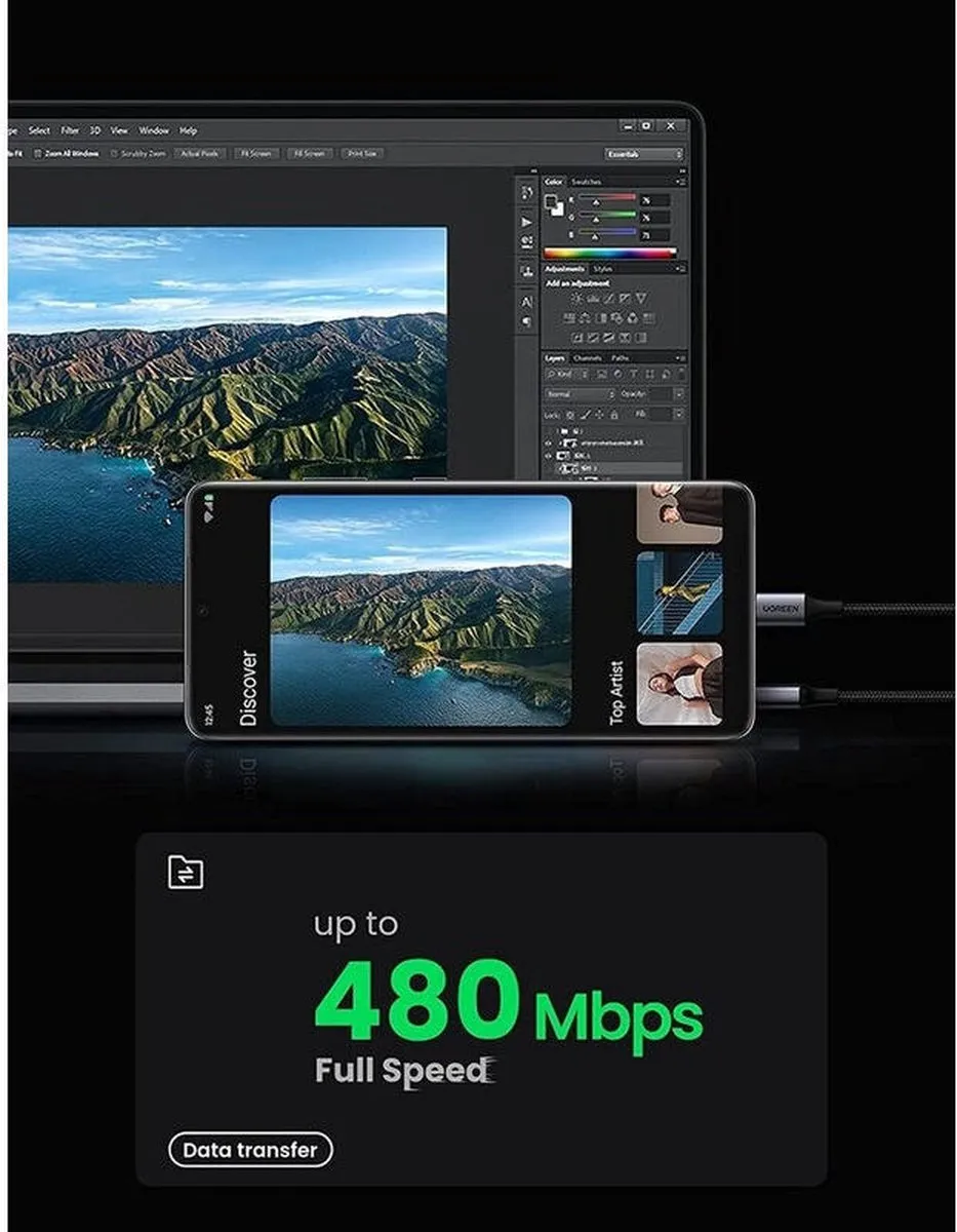 UGREEN USB-A naar USB-C Kabel 3A 3m - Wit - afbeelding 6 van 6