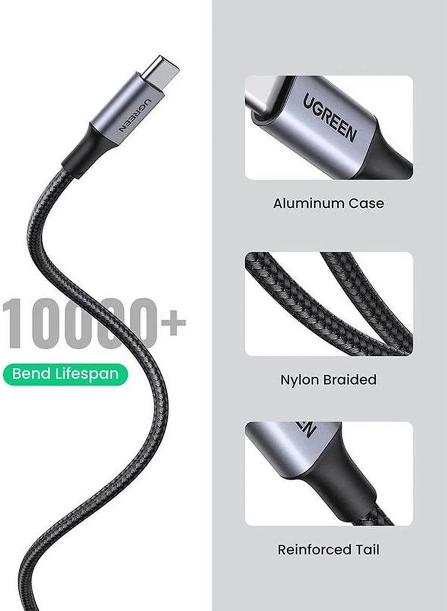 UGREEN USB-A naar USB-C Kabel 3A 3m - Wit