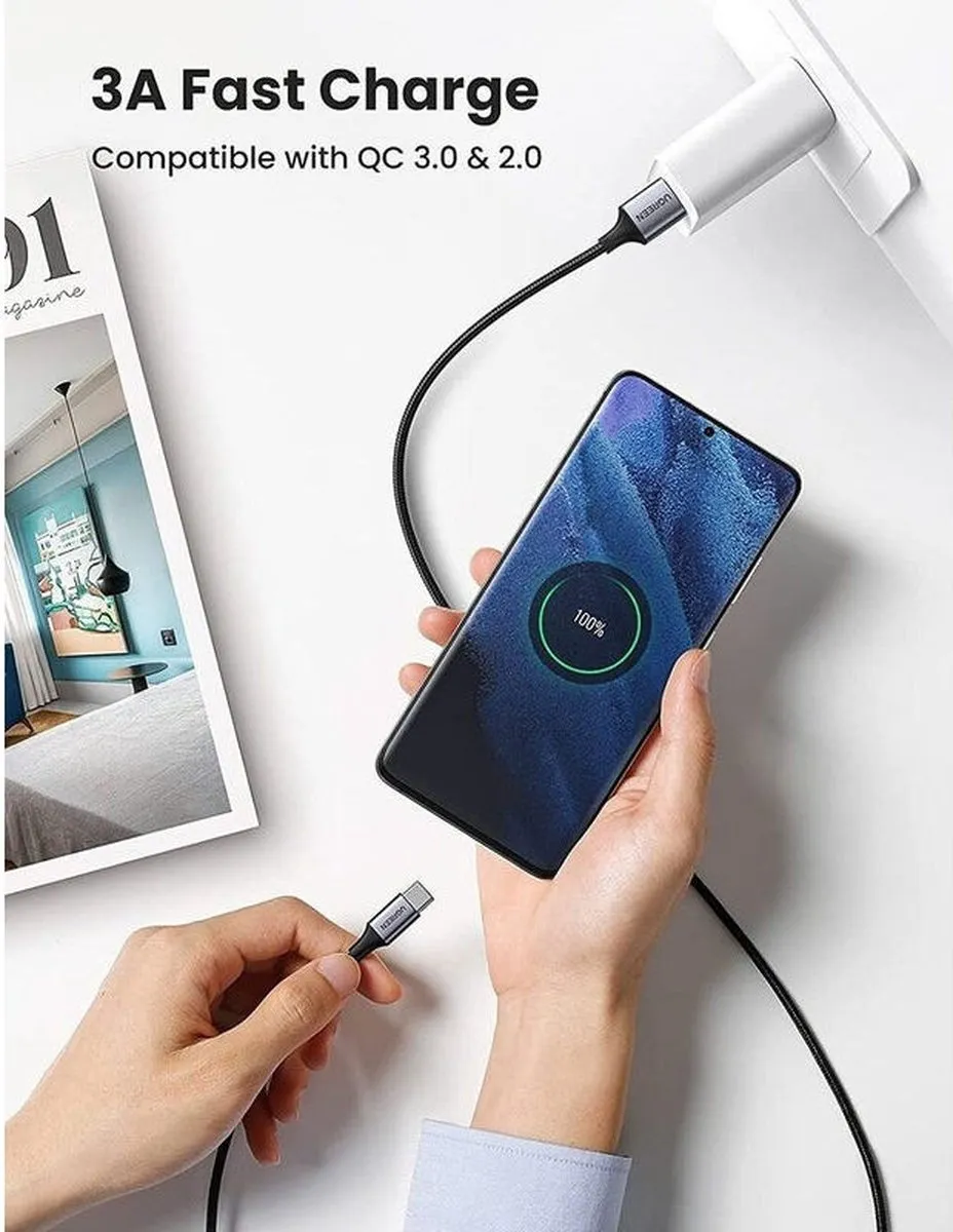 UGREEN USB-A naar USB-C Kabel 3A 3m - Wit