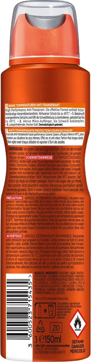 L'Oréal Men Expert Deospray 150ml - 6 Stuks