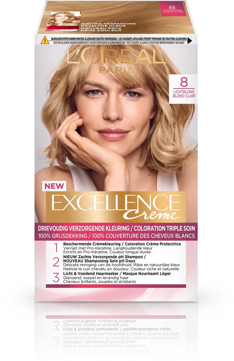 L'Oréal Paris Excellence Crème 8 Lichtblond - 4 Stuks