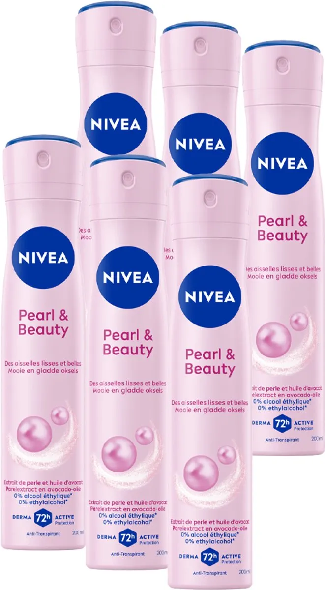 NIVEA Pearl & Beauty Anti-Transpirant Spray 200ml - 6 Stuks