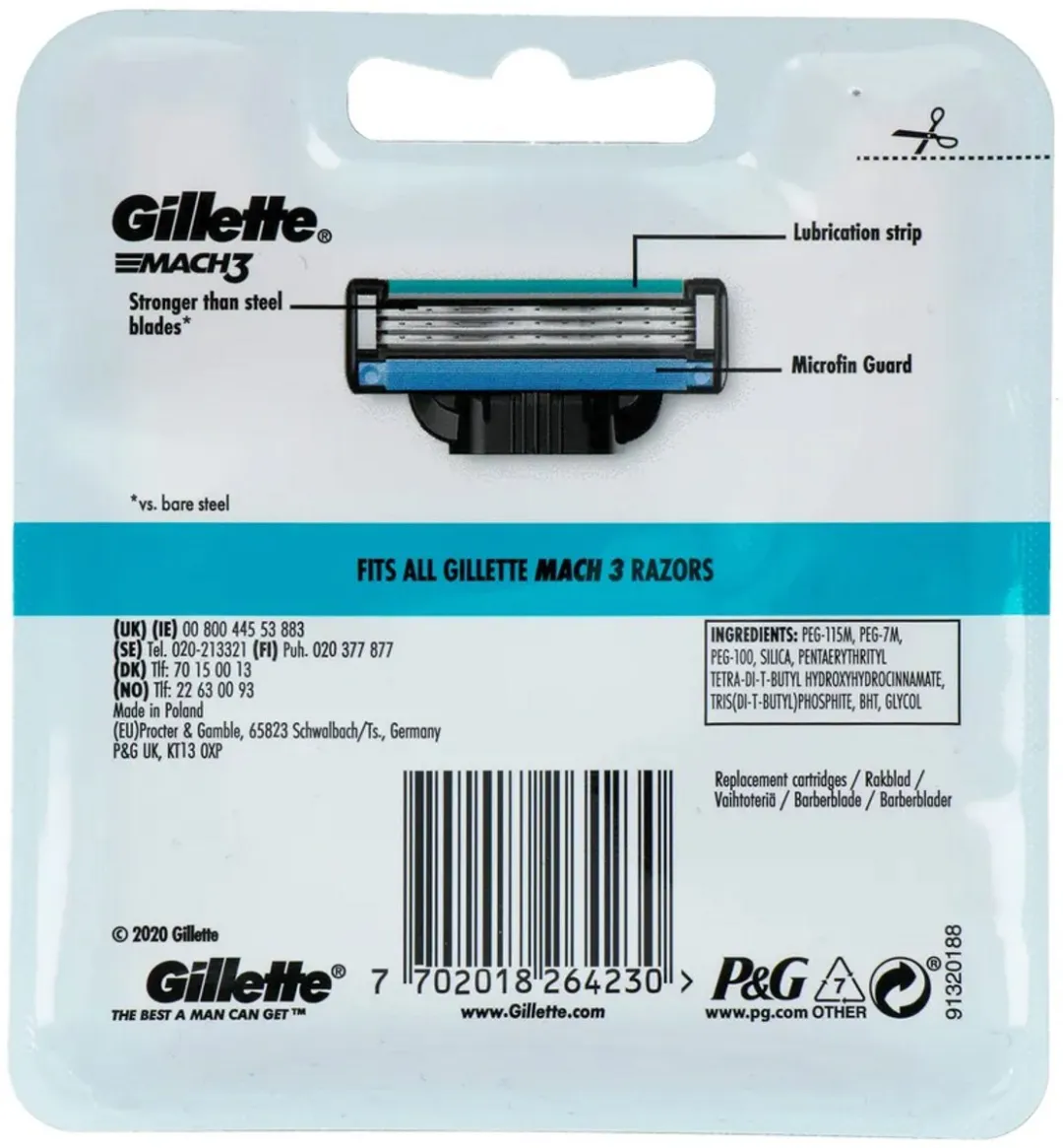 Gillette Mach3 Scheermesjes - 4 Stuks