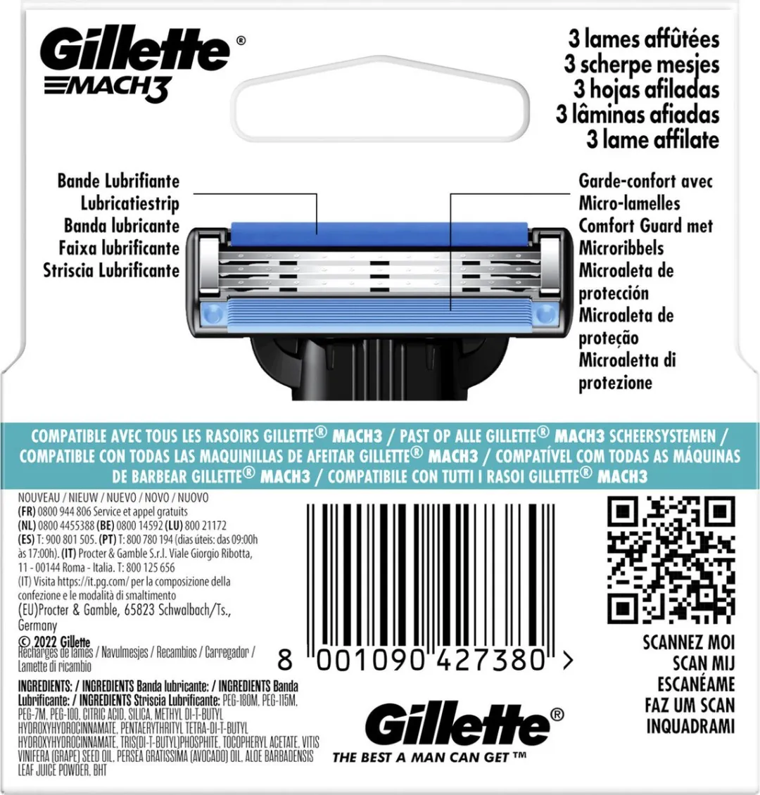 Gillette Mach3 Scheermesjes - 4 Stuks