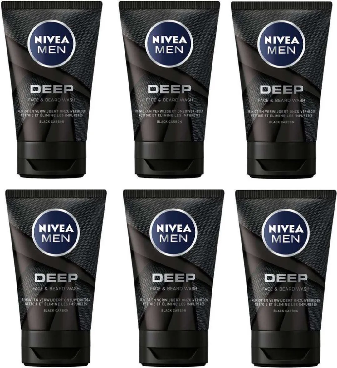 NIVEA Men Deep Face + Beard Wash - 6x100ml