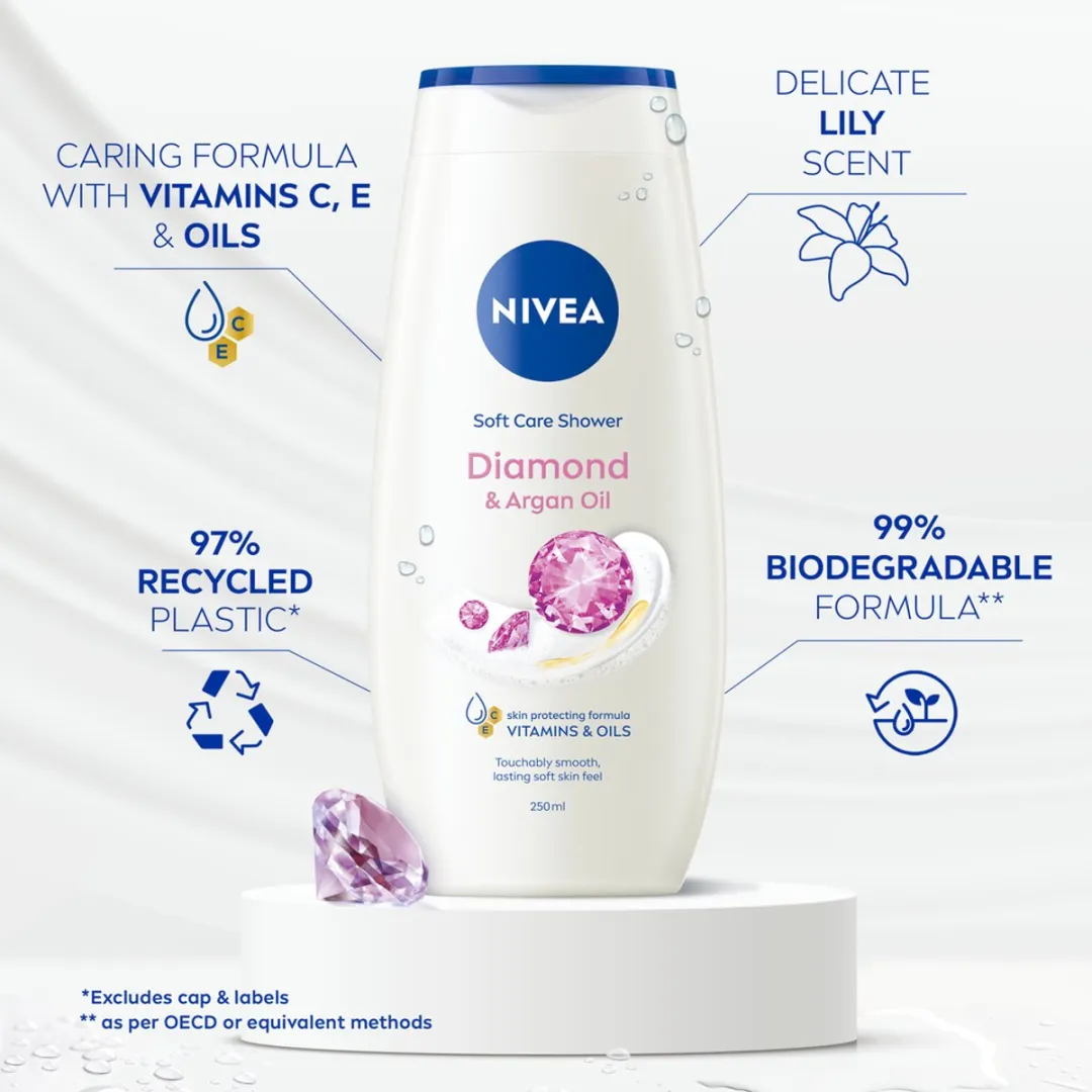 NIVEA Diamond & Argan Oil Badschuim - 6 x 250ml