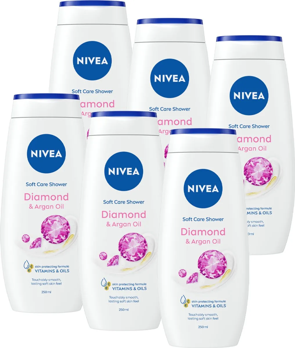 NIVEA Diamond & Argan Oil Badschuim - 6 x 250ml