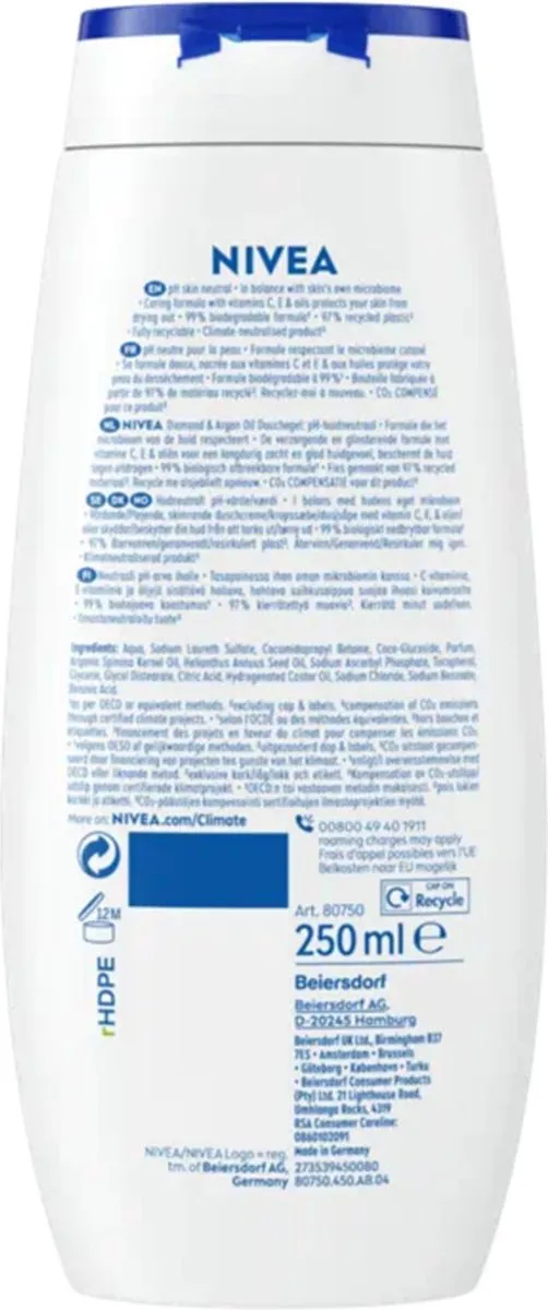 NIVEA Diamond & Argan Oil Badschuim - 6 x 250ml - afbeelding 6 van 6