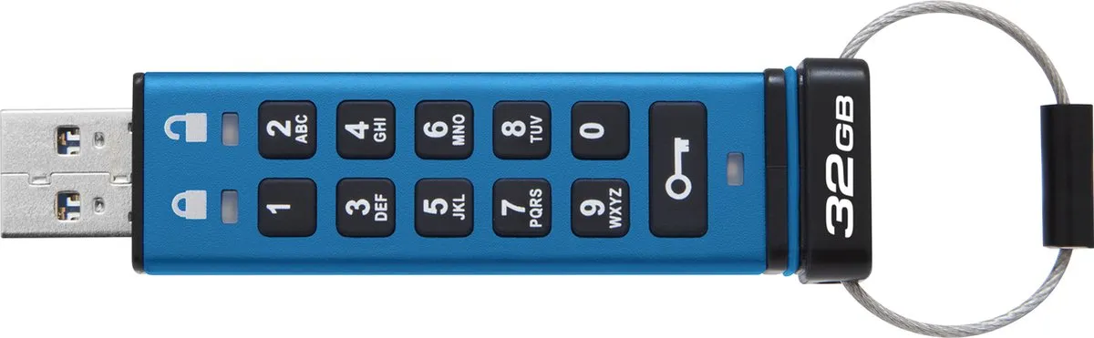 Kingston IronKey Keypad 200 32GB - USB-versleuteld Blauw