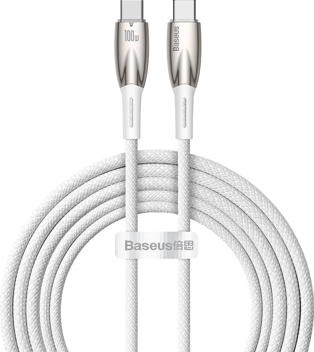 Baseus Glimmer Series USB-C Snellaadkabel 100W 2m - Wit - afbeelding 6 van 6