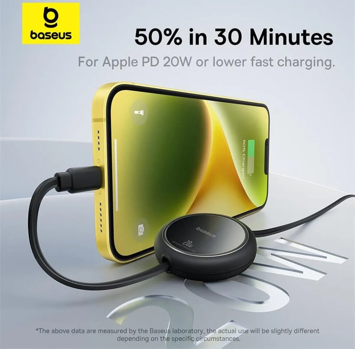 Baseus Free2Pull Oprolbare USB-C naar Lightning Kabel 20W PD 1M - Zwart