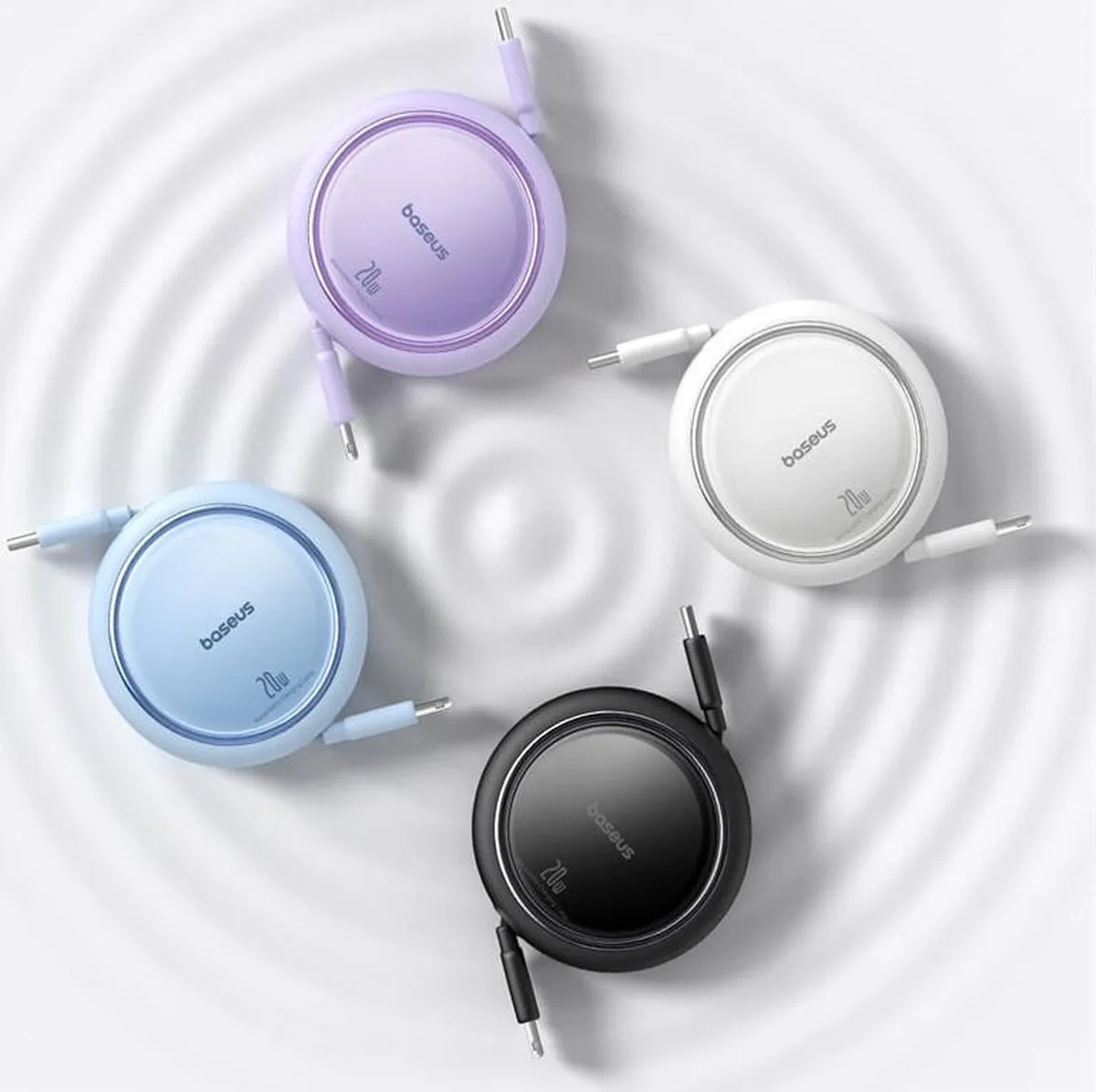 Baseus Free2Pull Oprolbare USB-C naar Lightning Kabel 20W PD 1M - Zwart