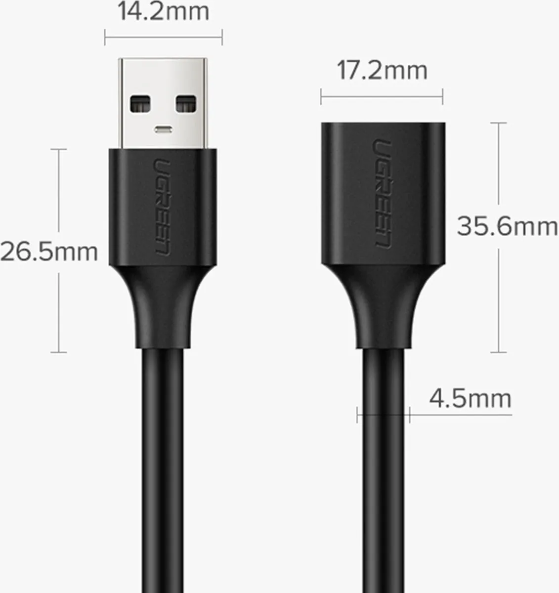 Ugreen USB Verlengkabel 2.0 480Mb/s 1,5m - Zwart