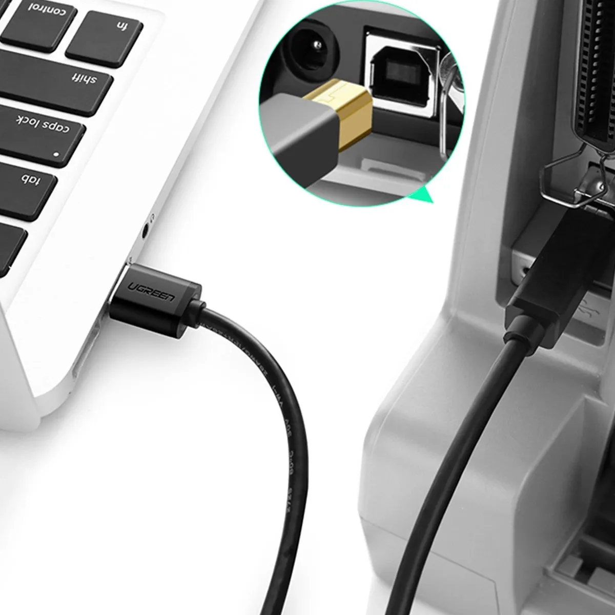 Ugreen USB-A naar USB-B Printerkabel 2.0 1m - Zwart