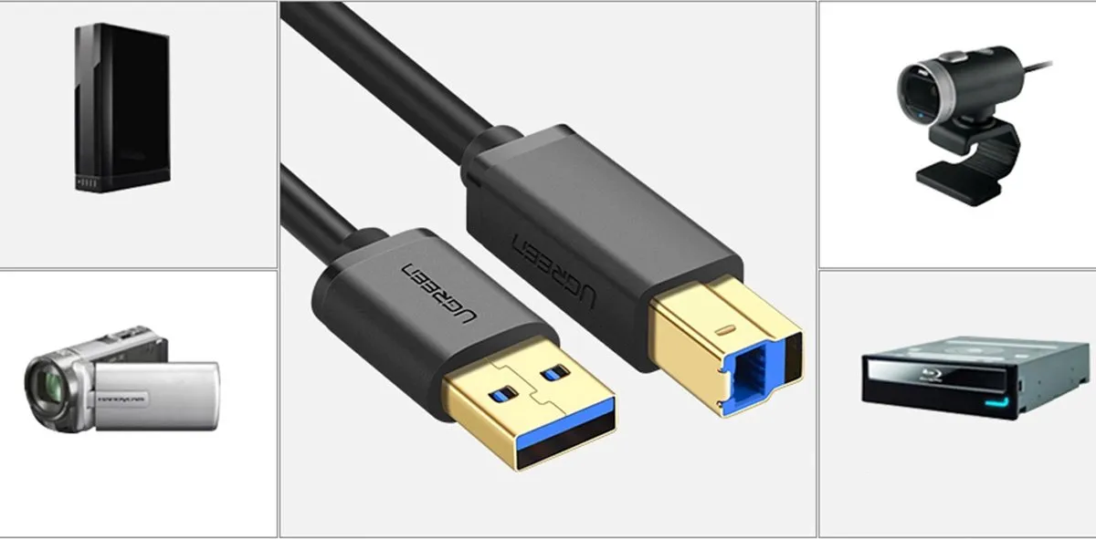 Ugreen USB-A naar USB-B Printerkabel 2.0 1m - Zwart