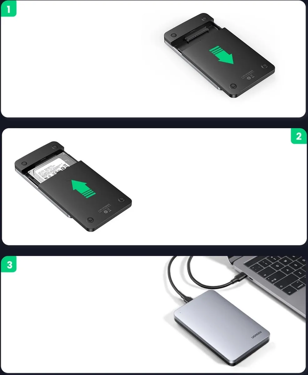 UGREEN 70498 Externe HDD/SSD Behuizing 2.5" - USB 3.1 Gen 2 - Grijs - afbeelding 6 van 6