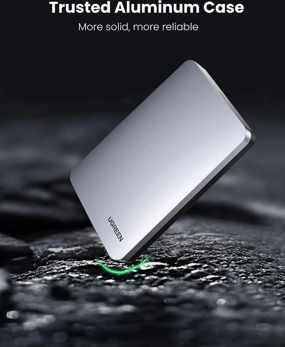 UGREEN 70498 Externe HDD/SSD Behuizing 2.5" - USB 3.1 Gen 2 - Grijs