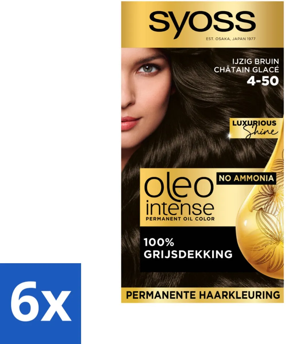 SYOSS Oleo Intense Haarverf 4-50 Ijzig Bruin - 6 Stuks