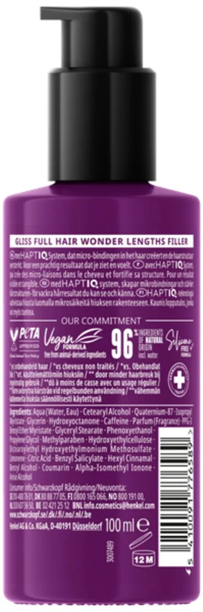 Schwarzkopf Gliss Kur Lengths Filler Haarserum 100ml - Siliconenvrij met Cafeïne