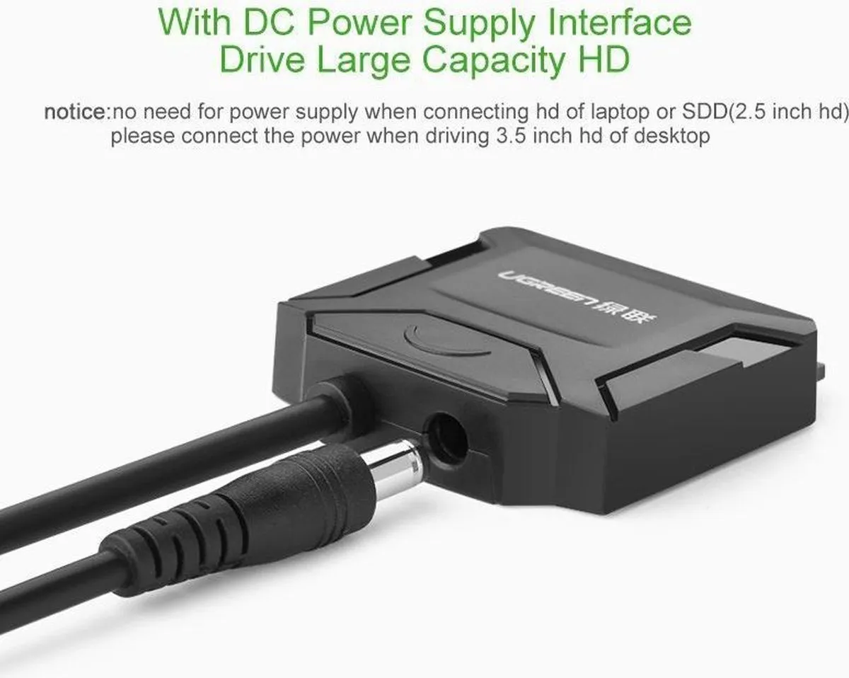 UGREEN USB-A 3.0 naar SATA Adapterkabel - Zwart