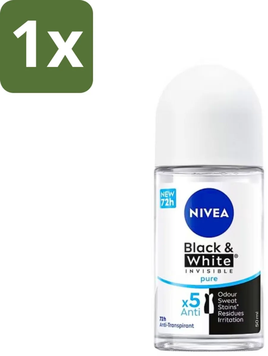 NIVEA Black & White Invisible Pure Deodorant Roller 50ml