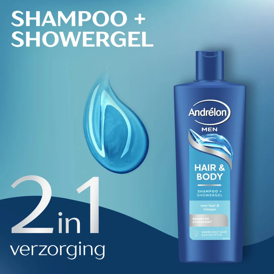 Andrélon Men Hair & Body Shampoo & Douchegel 2400ml - 6x400ml