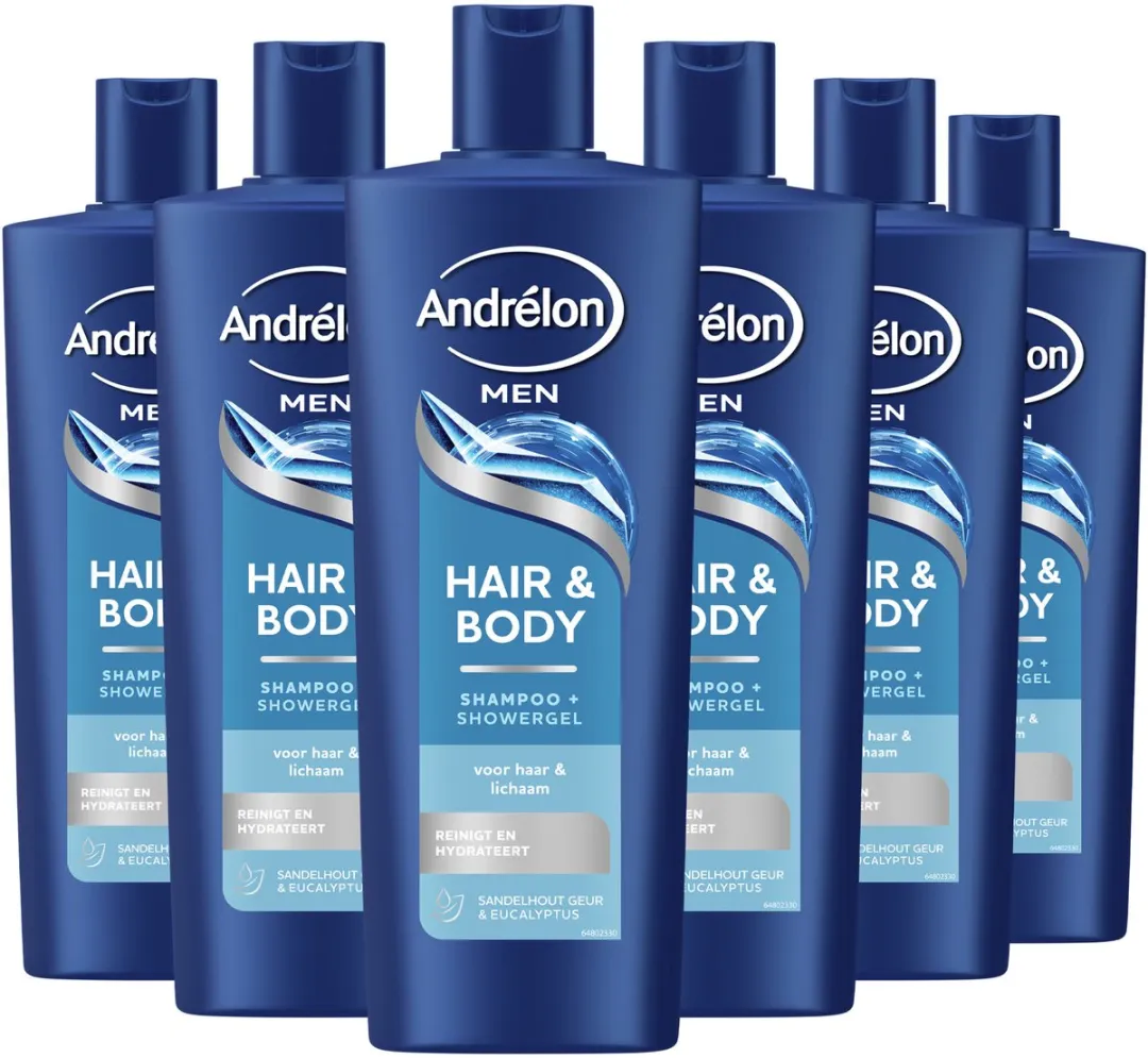 Andrélon Men Hair & Body Shampoo & Douchegel 2400ml - 6x400ml
