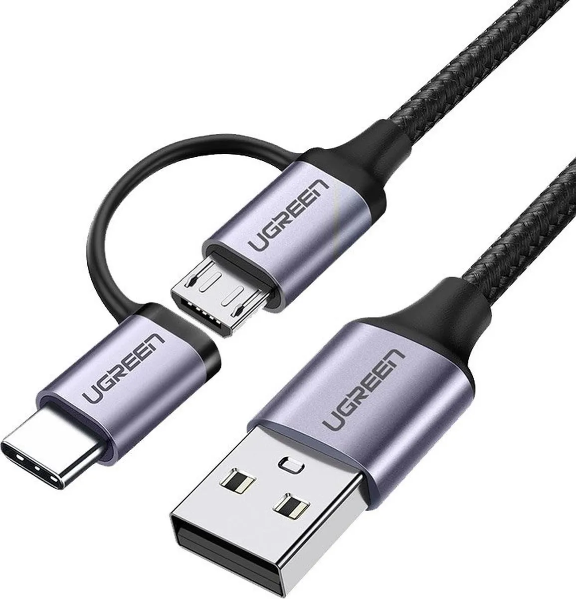 Ugreen 2in1 USB Kabel Micro USB/Type-C 1m 2.4A