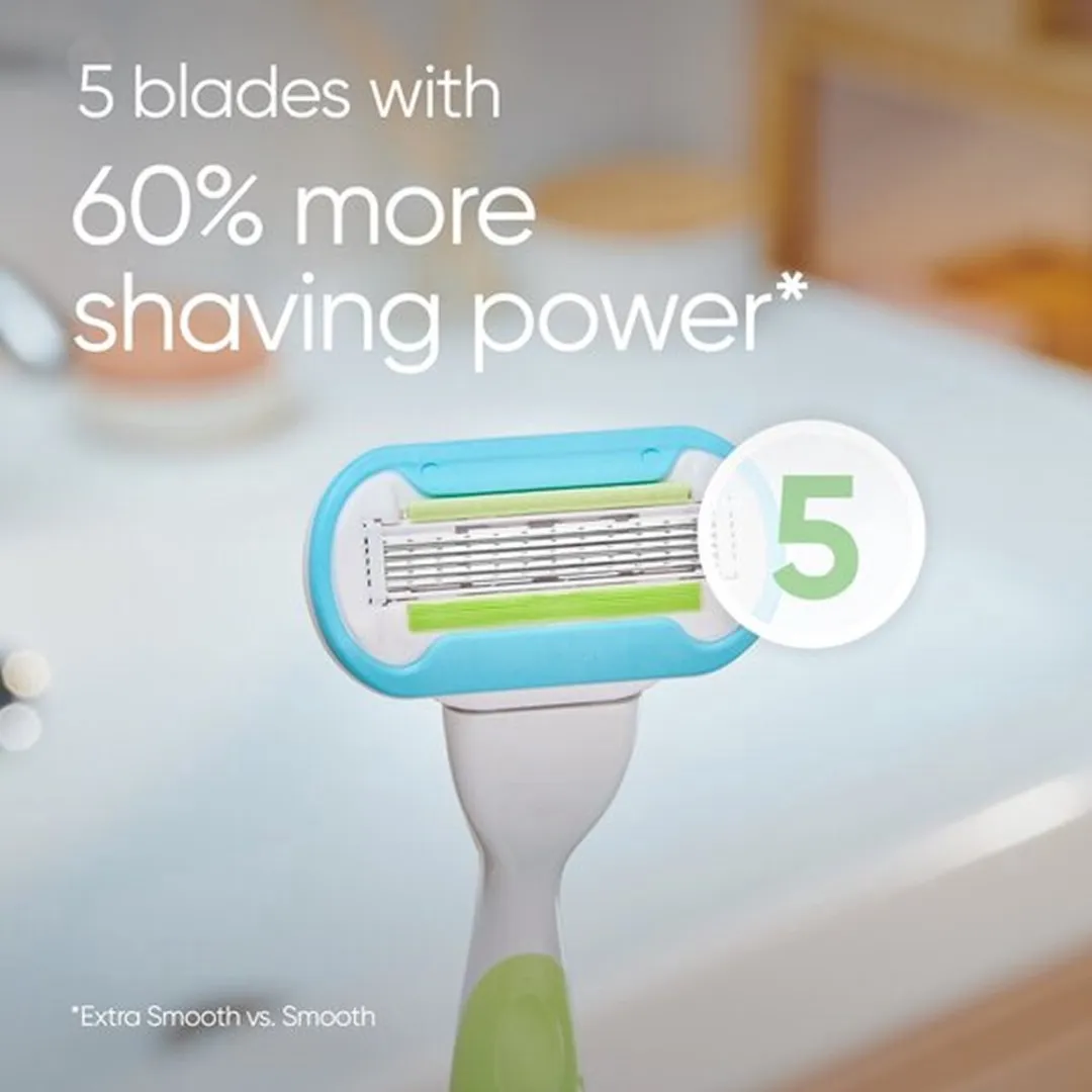 Gillette Venus Extra Smooth Scheermesjes Groen - 5 Bladen - 4 Stuks