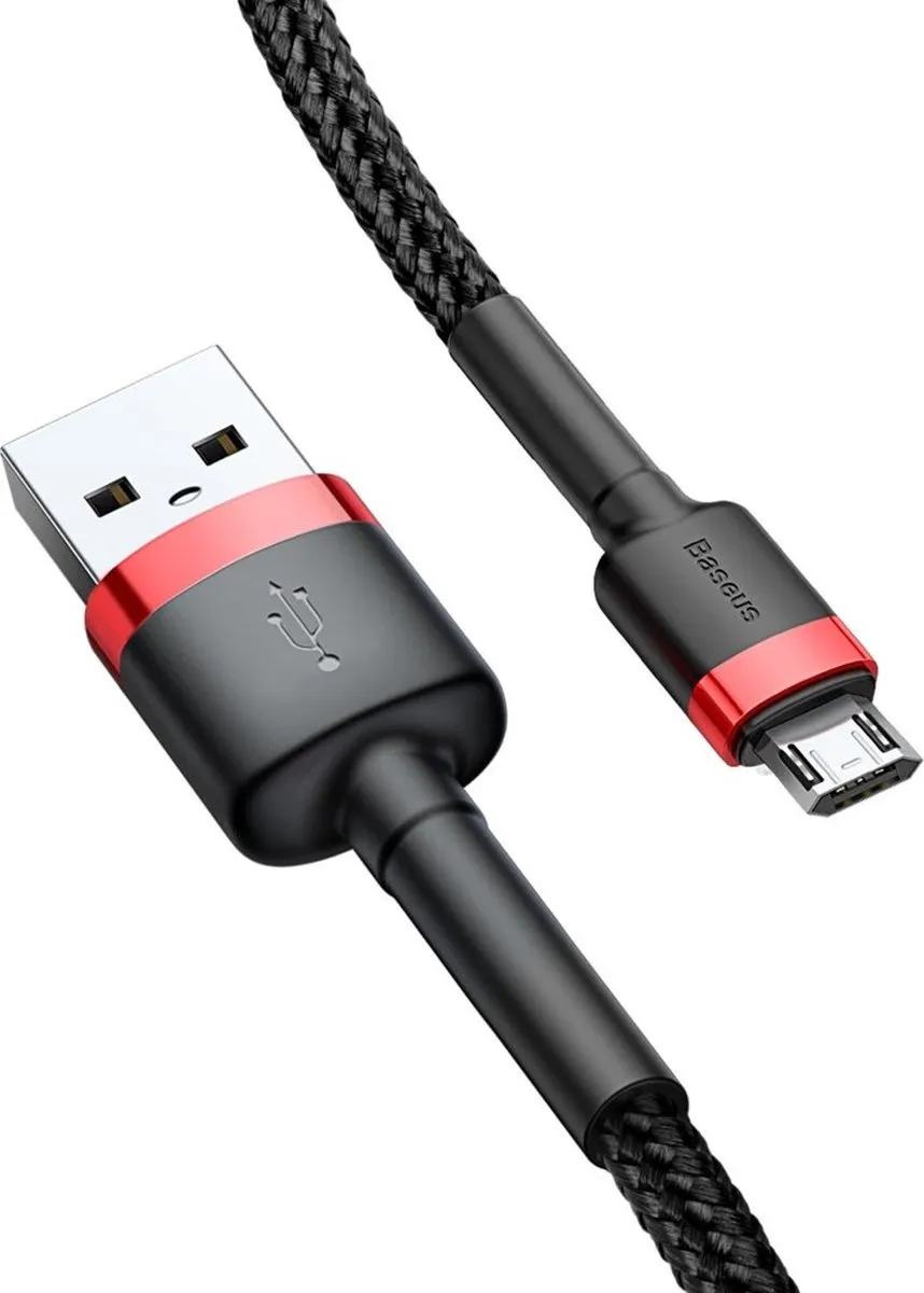 Baseus Cafule CAMKLF-H91 USB/Micro-USB Kabel 2A 3M - Zwart/Rood