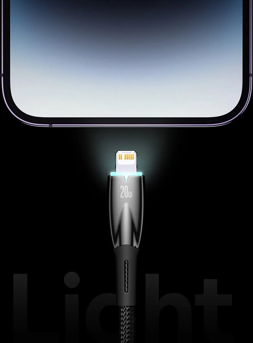 Baseus Glimmer Series USB-C naar Lightning Snellaadkabel 480Mb/s PD 20W 1m - Wit