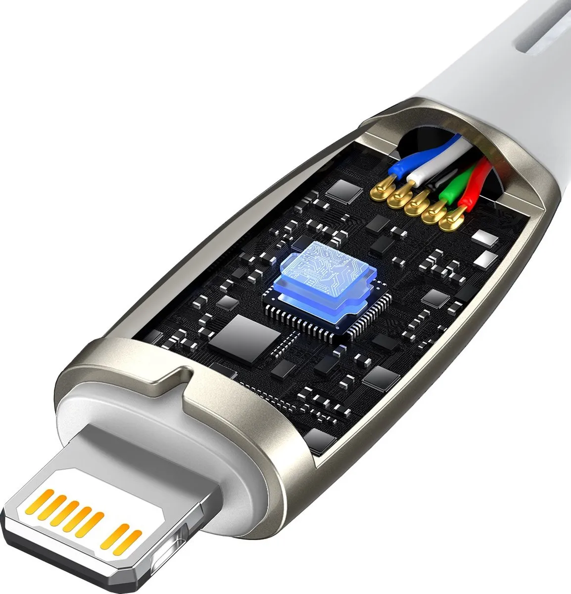 Baseus Glimmer Series USB-C naar Lightning Snellaadkabel 480Mb/s PD 20W 1m - Wit - afbeelding 6 van 6