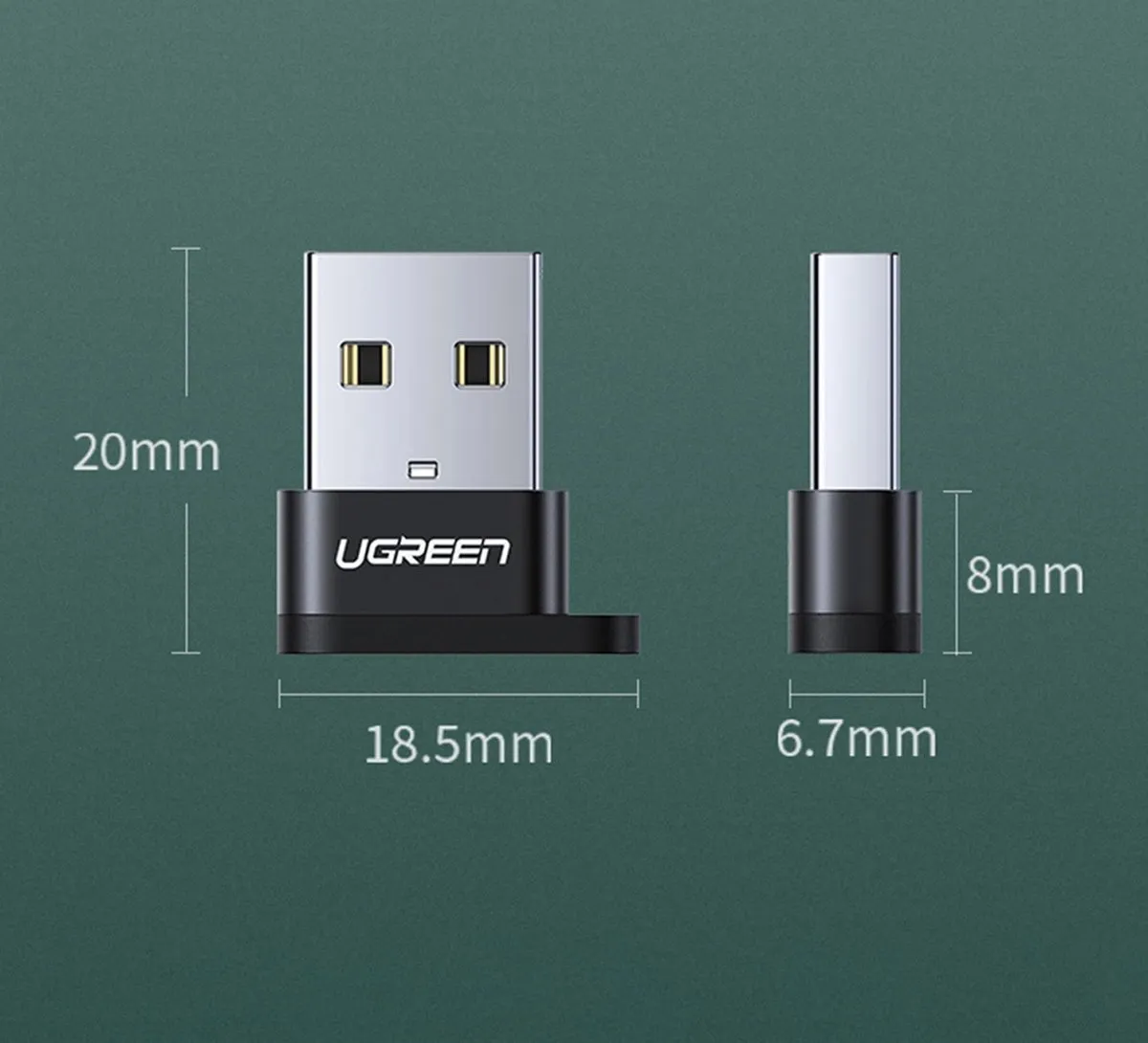 Ugreen US280 USB-C naar USB-A Adapter - Zwart