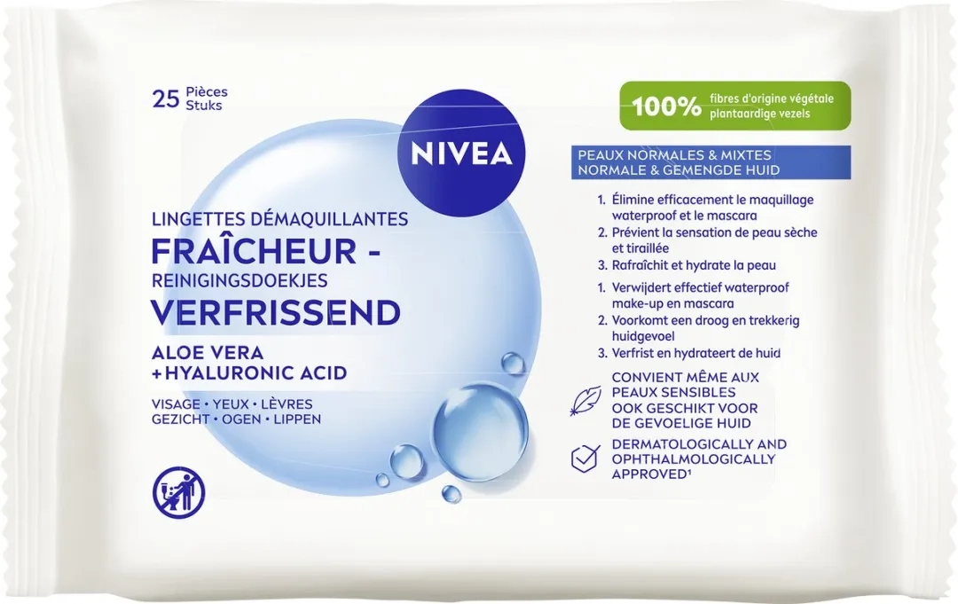 NIVEA 3-in-1 Verfrissende Reinigingsdoekjes - 150 Stuks